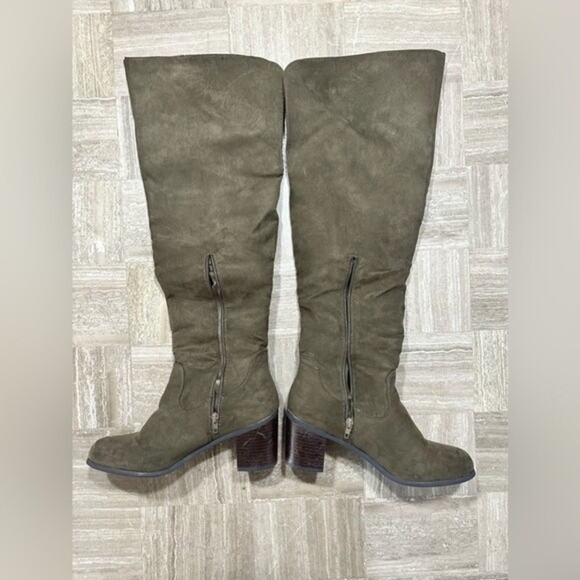 JustFab Alle Over the Knee Suede Boots 👢 in Olive Green Size 8.5 - Picture 4 of 9